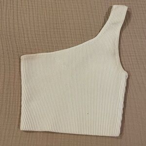 Aritzia Babaton White Ribbed Top